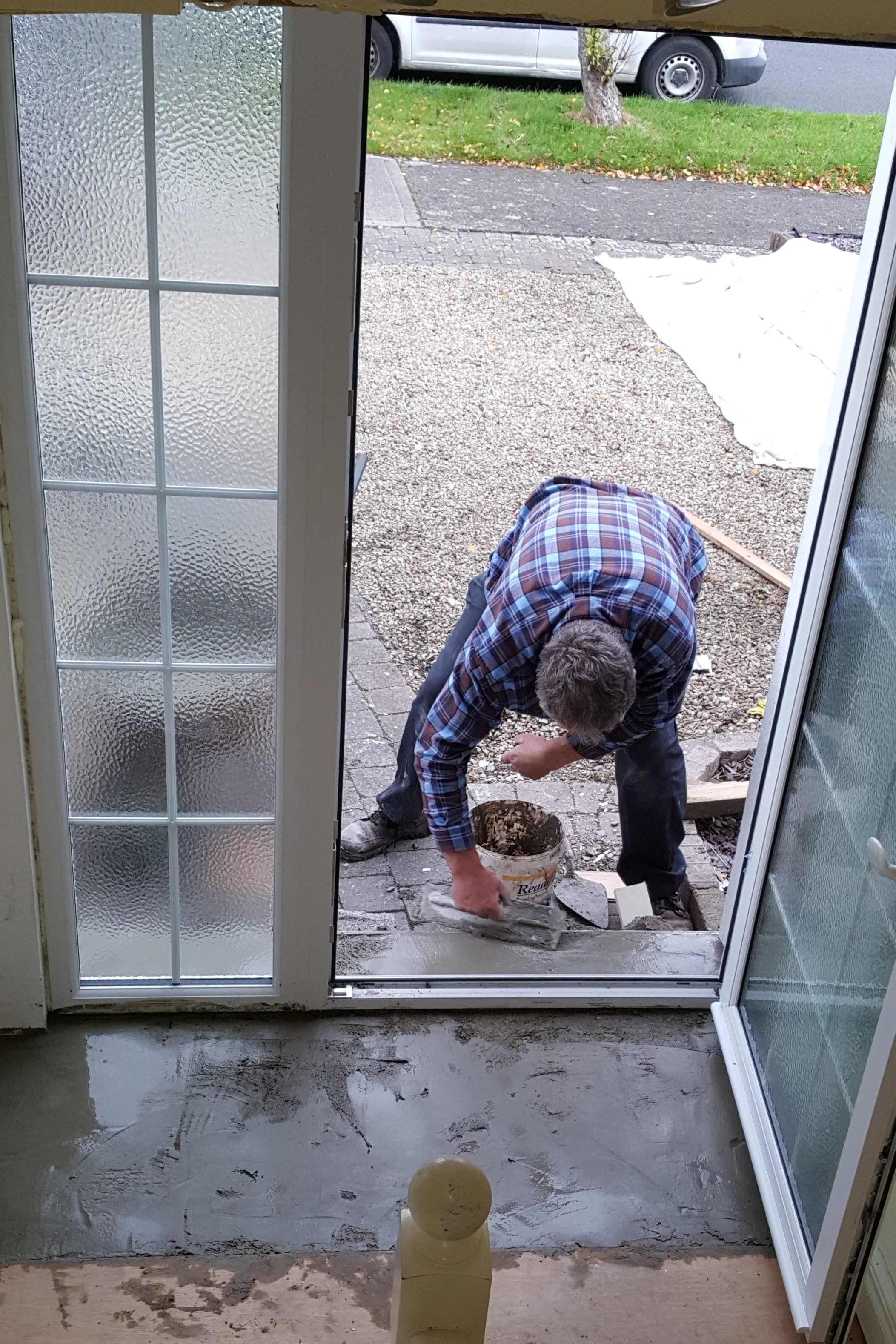 Enlarging hall out into original open porch